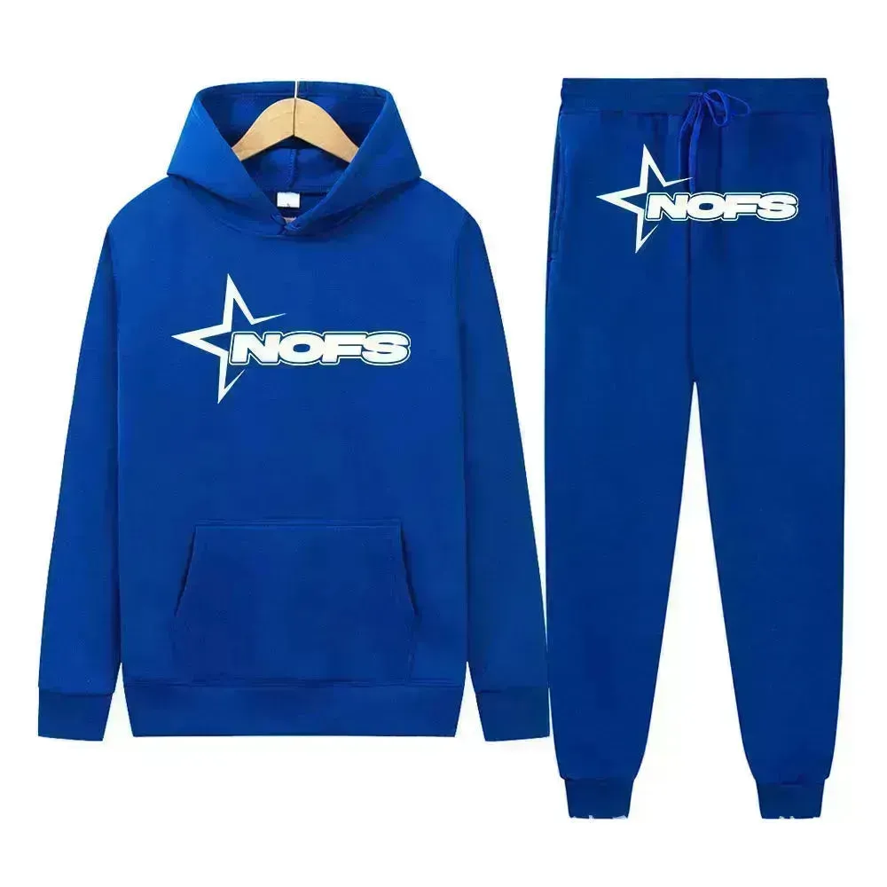 2 pcs Gothic Punk Rock Streetwear Hoodie Outfit set Unisex