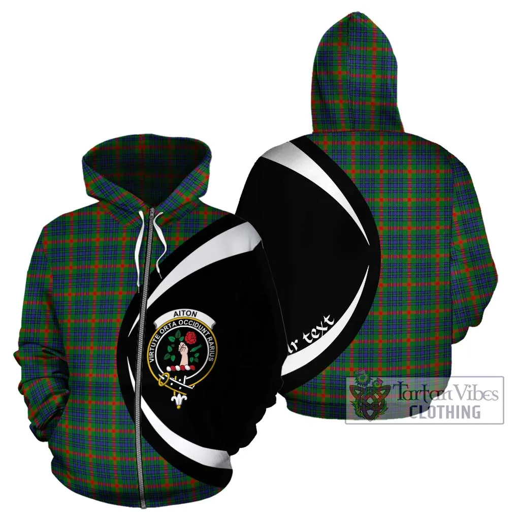 Aiton Tartan Hoodie with Family Crest Circle Style