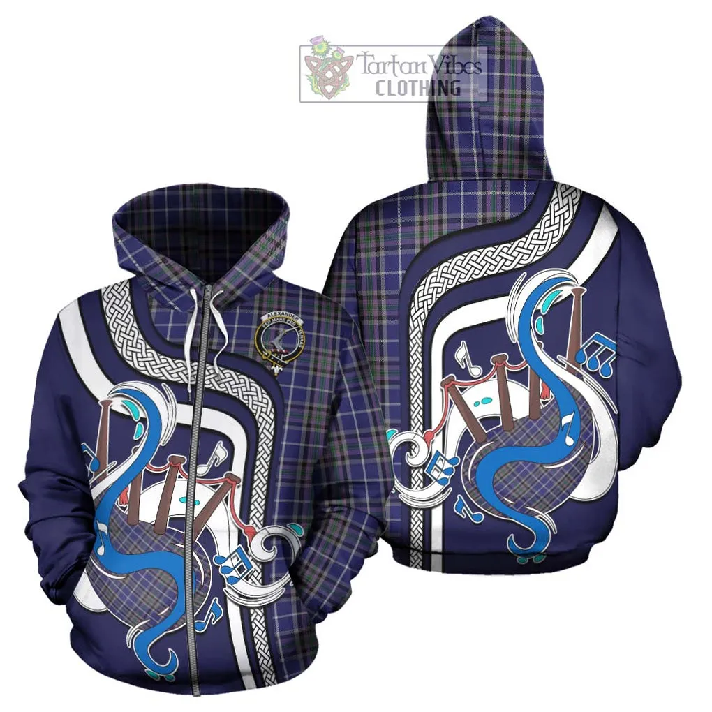 Alexander of Menstry Tartan Hoodie with Epic Bagpipe Style
