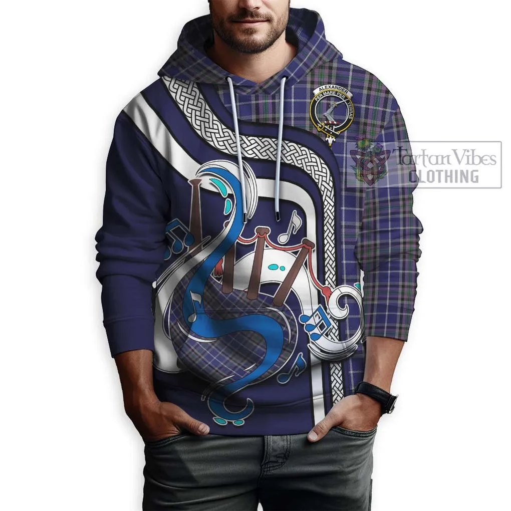 Alexander of Menstry Tartan Hoodie with Epic Bagpipe Style