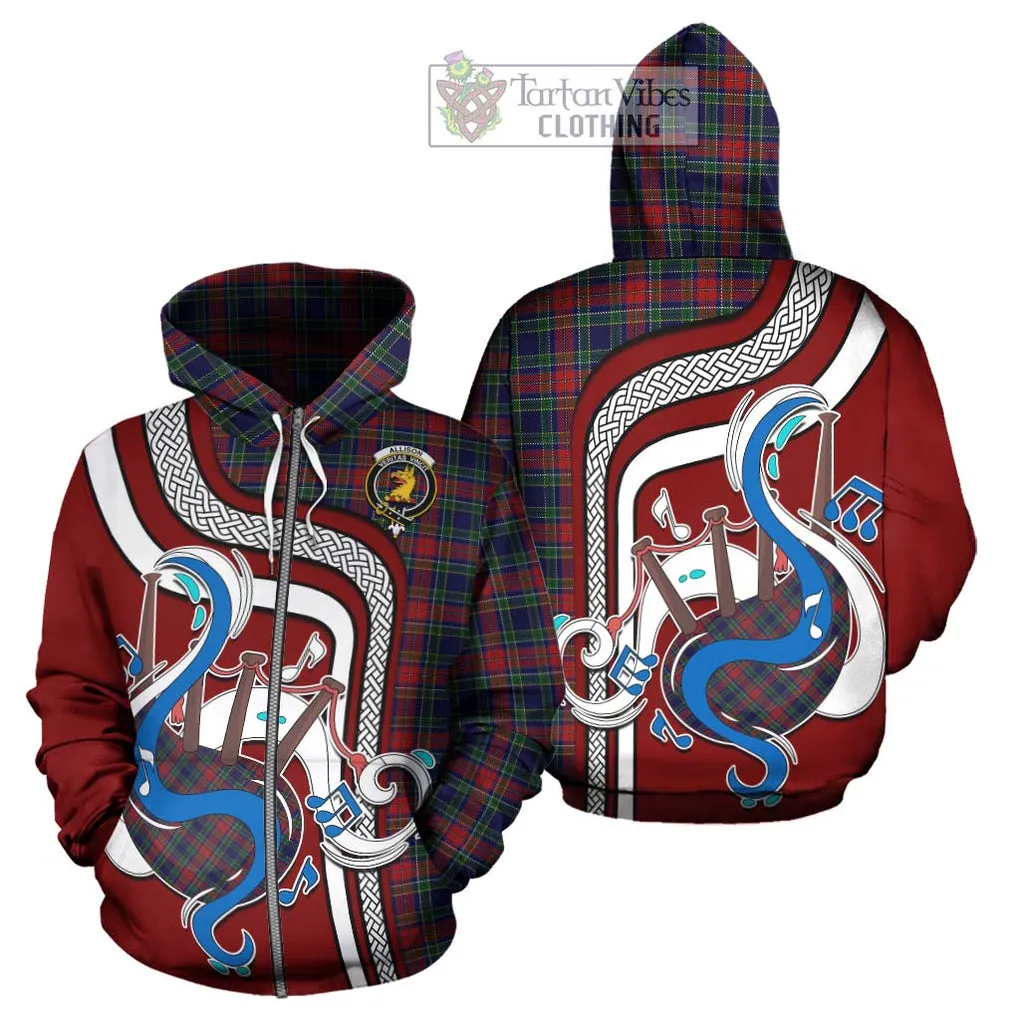 Allison Red Tartan Hoodie with Epic Bagpipe Style