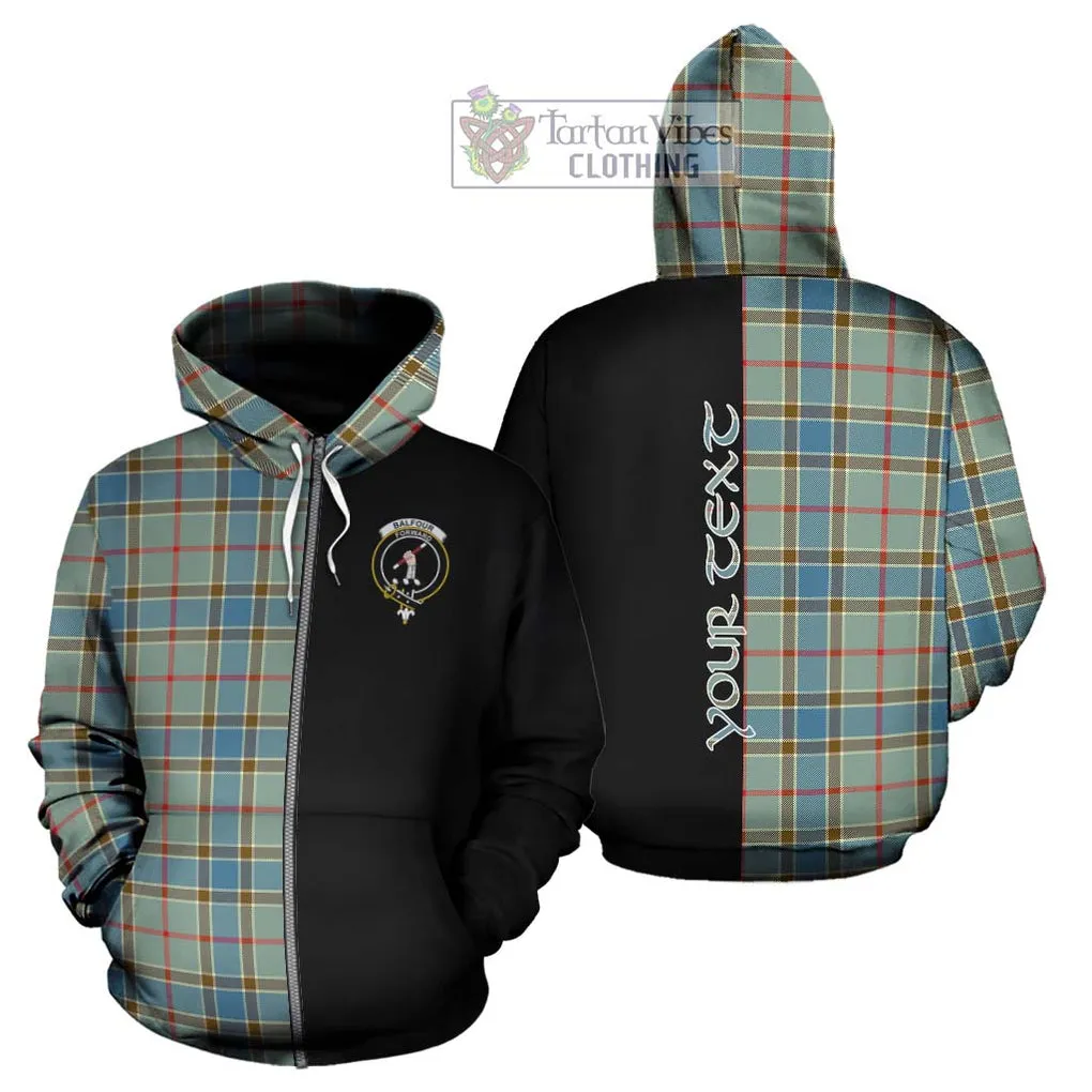 Balfour Blue Tartan Hoodie with Family Crest and Half Of Me Style