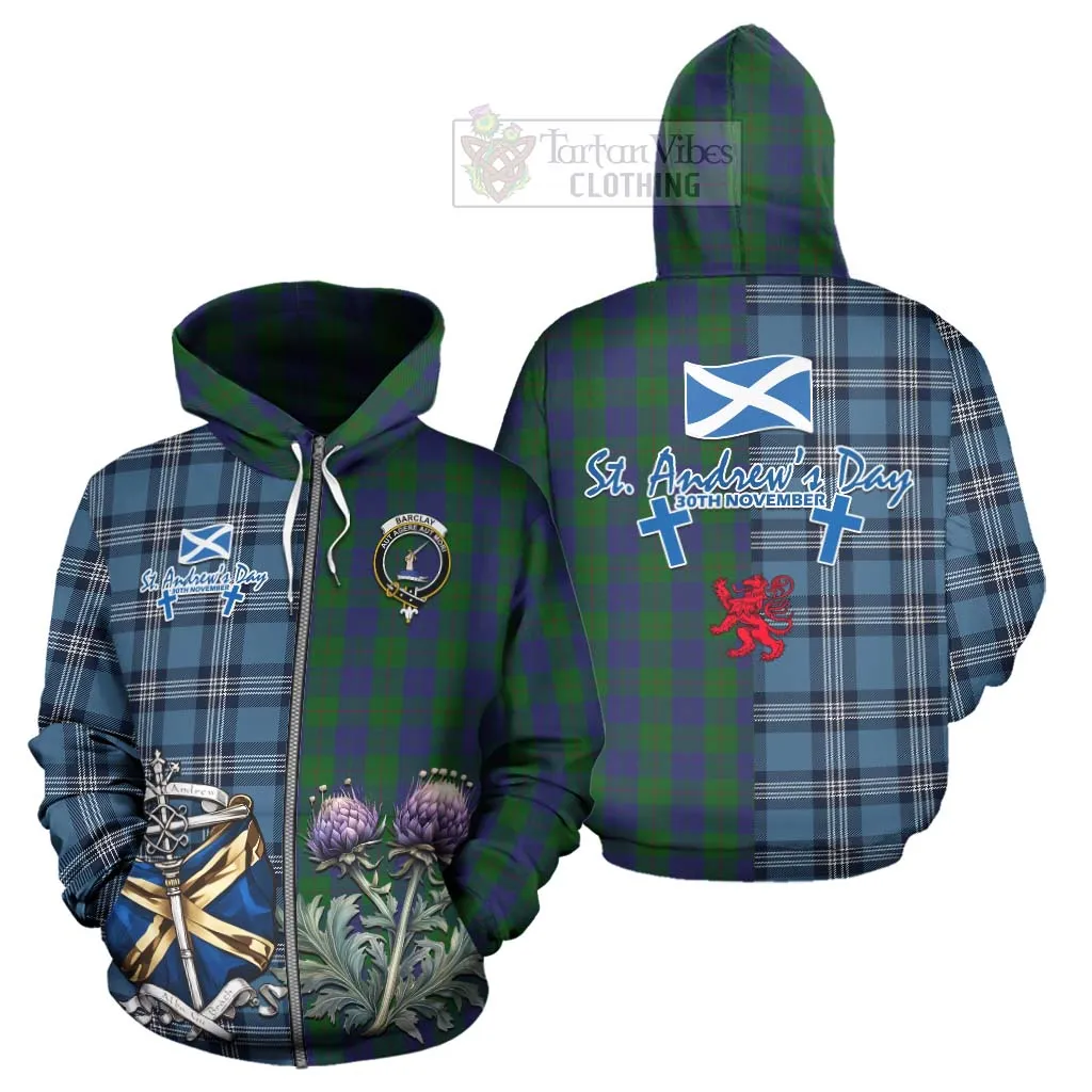 Barclay Tartan Hoodie Happy St. Andrew's Day Half Tartan Style