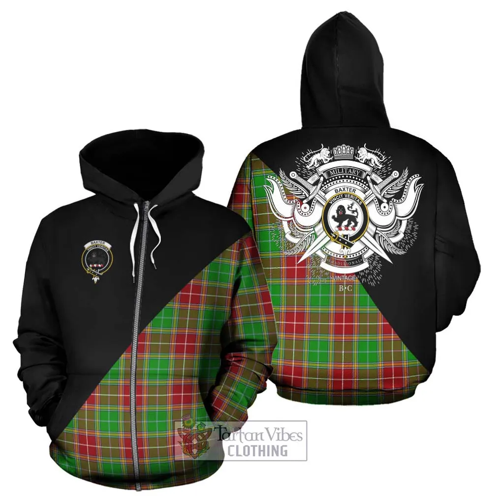Baxter Modern Tartan Hoodie with Family Crest and Military Logo Style