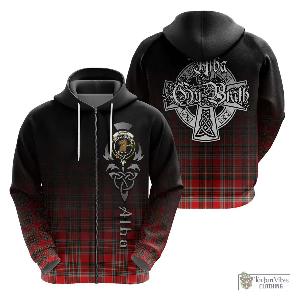 Binning Tartan Hoodie Featuring Alba Gu Brath Family Crest Celtic Inspired