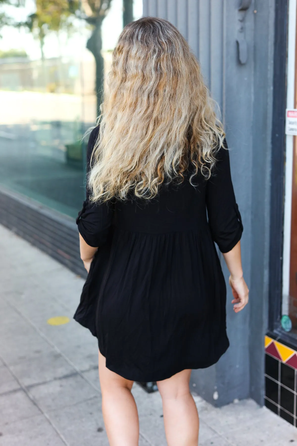 Black Pocketed Babydoll Dress