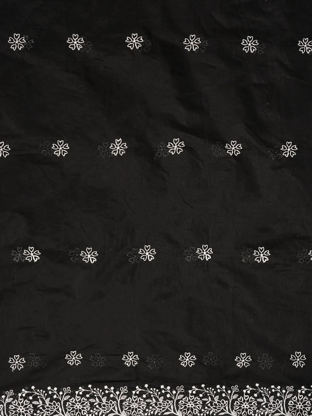 Black Zari Embroidered Organza Dress Material with Dupatta