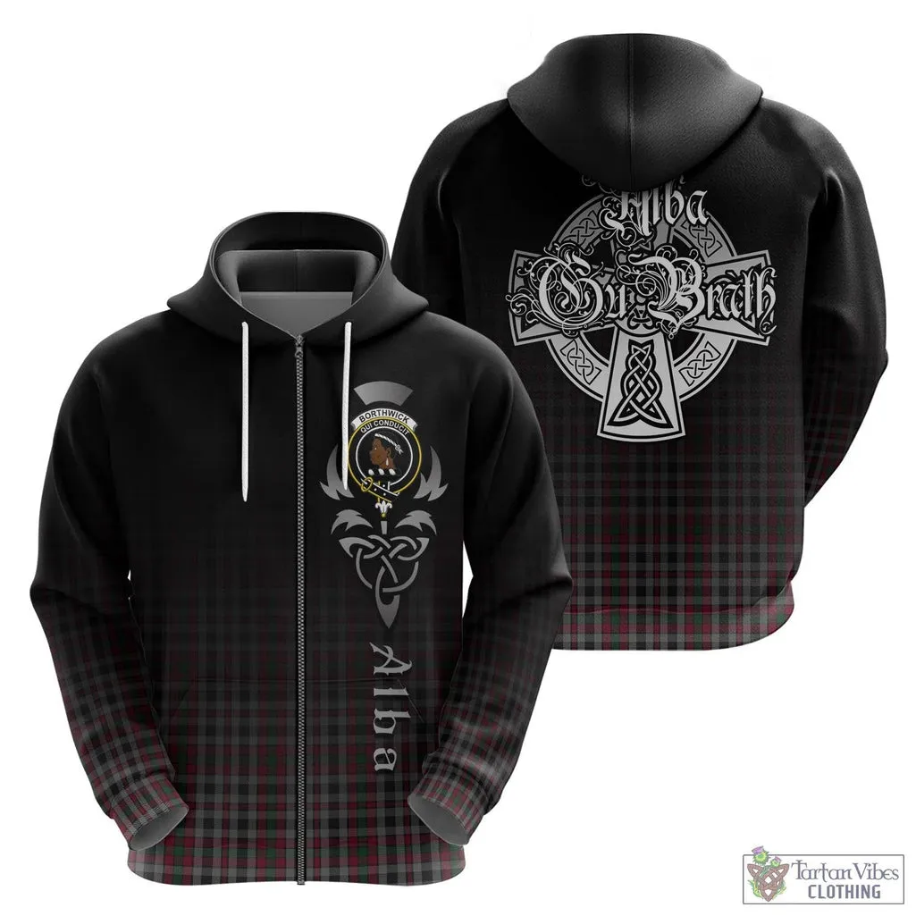 Borthwick Tartan Hoodie Featuring Alba Gu Brath Family Crest Celtic Inspired