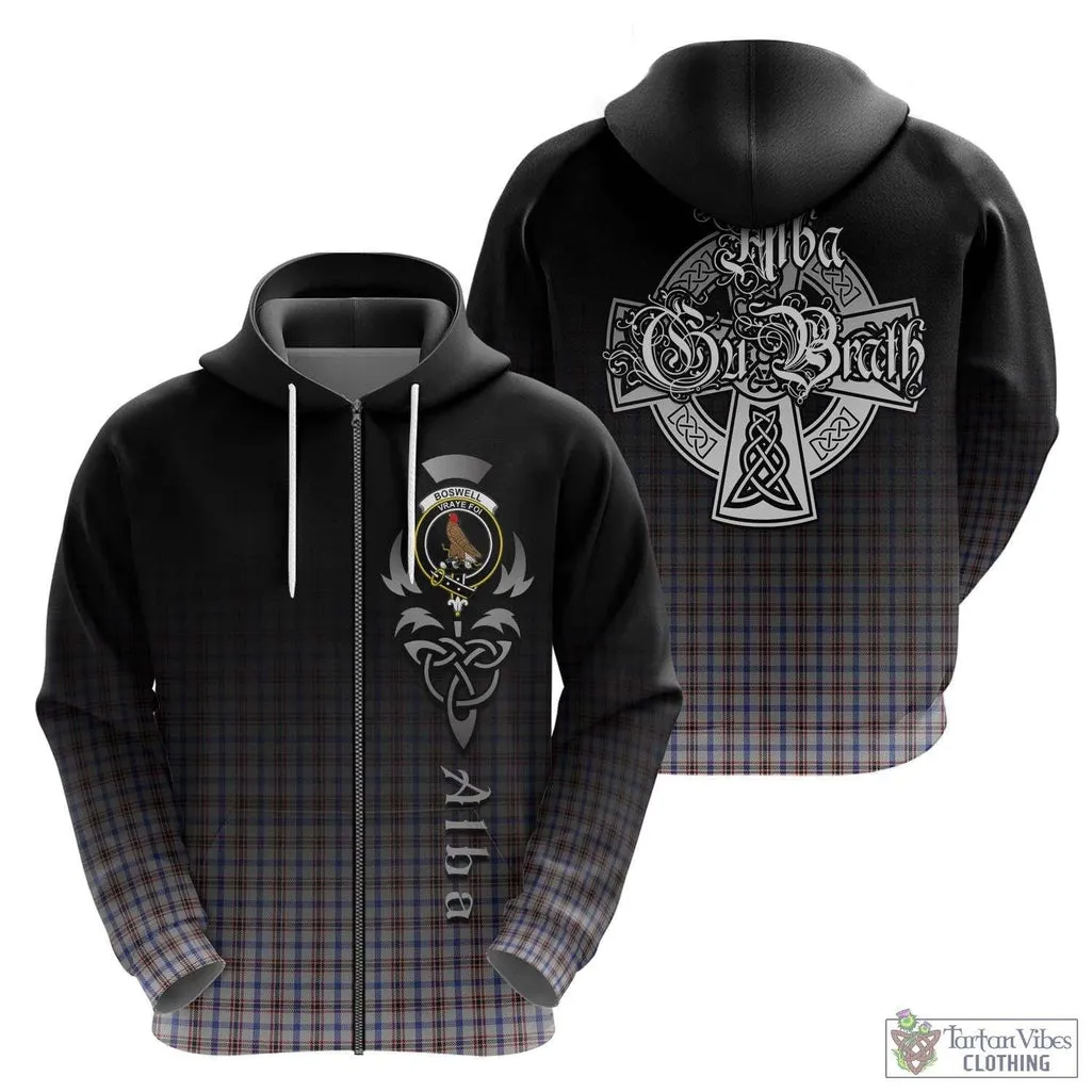 Boswell Tartan Hoodie Featuring Alba Gu Brath Family Crest Celtic Inspired