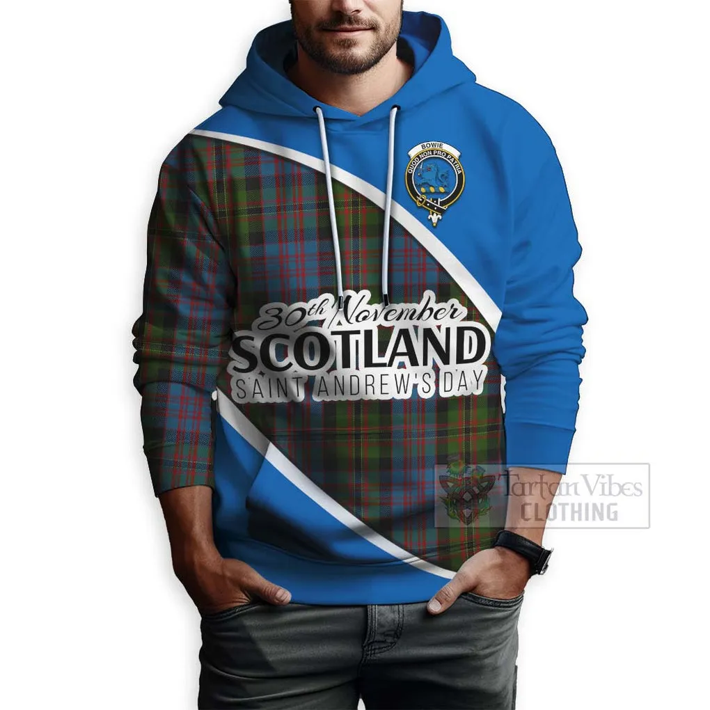 Bowie Family Crest Tartan Hoodie Celebrate Saint Andrew's Day in Style
