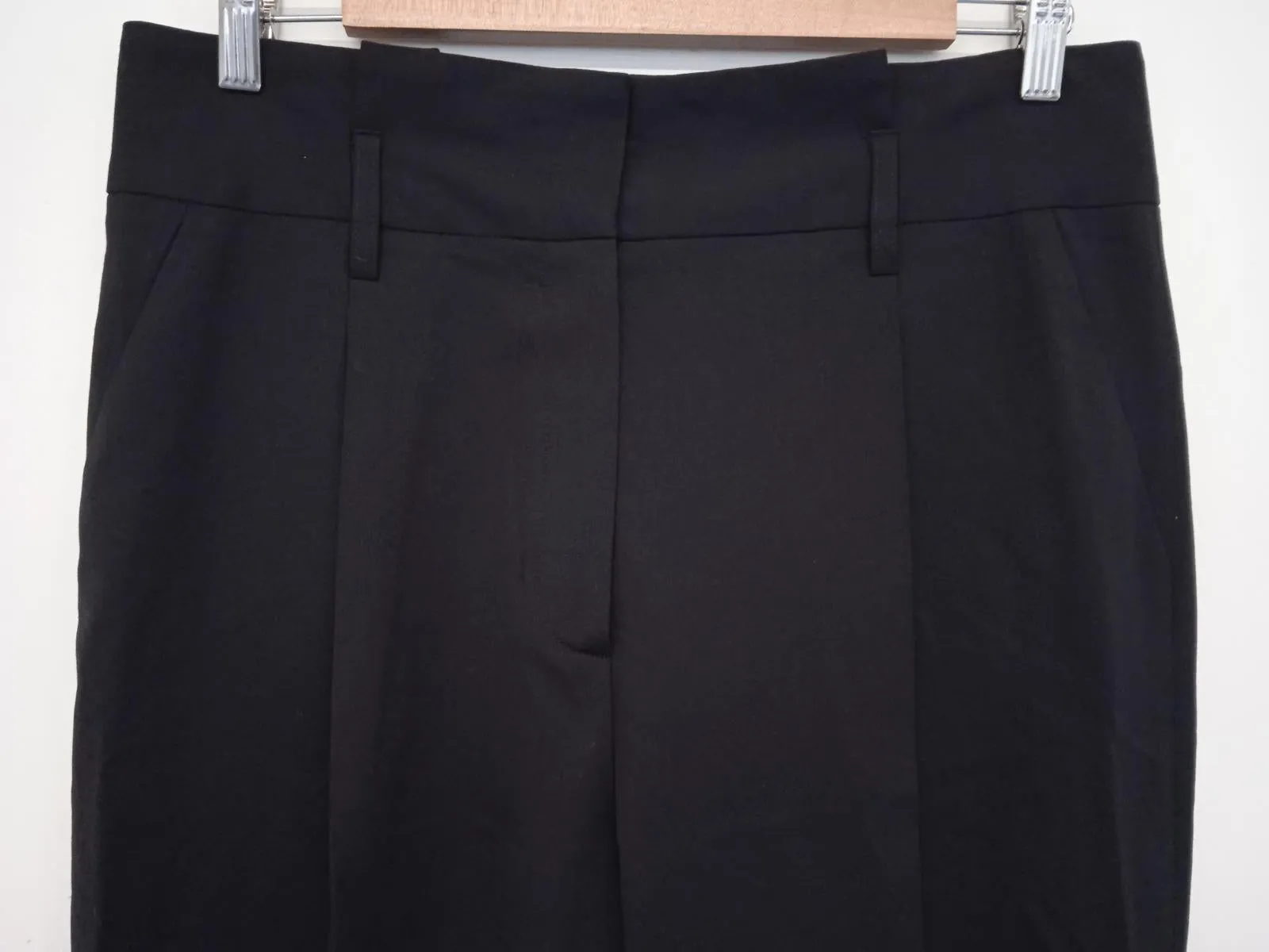 CAROLL PARIS Ladies Black Wool Blend Pleated Straight Leg Dress Trousers FR42/M