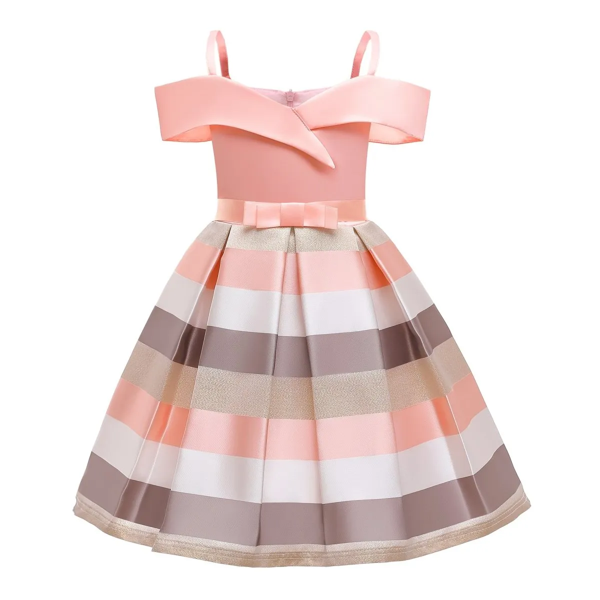 Fashion Sling Dress Children's Strapless Striped Birthday Dress