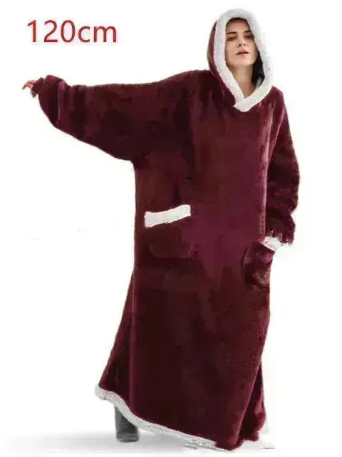 Fleece Oversized Hoodie Blanket Winter Warm Home Clothes Women Men Oversized Pullover With Pockets