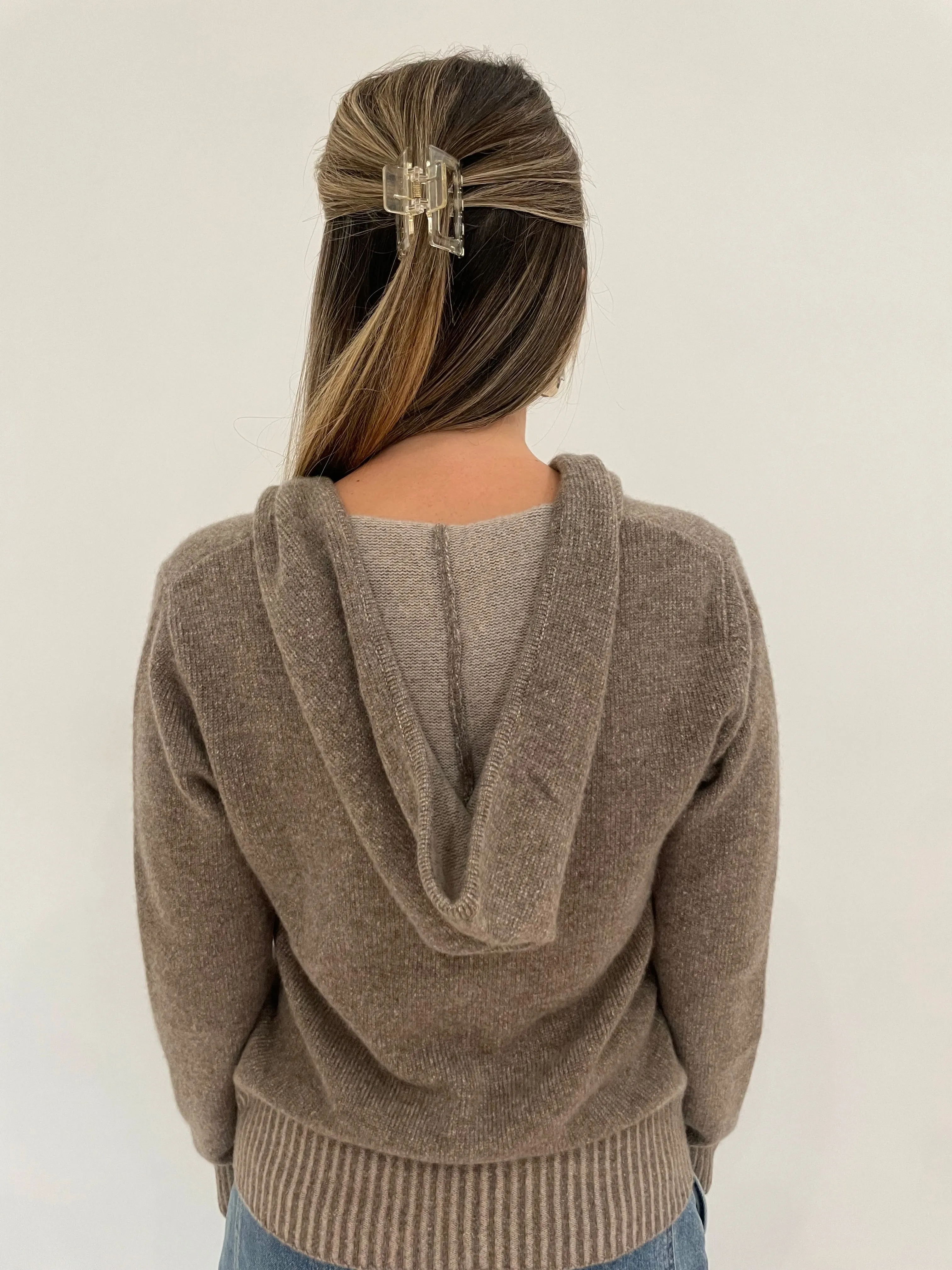 Folklore Cashmere Full Zip Hoodie - Bark