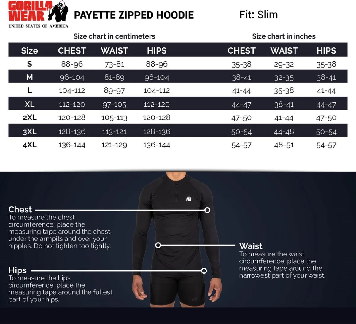 Gorilla Wear Payette Zipped Hoodie - Black