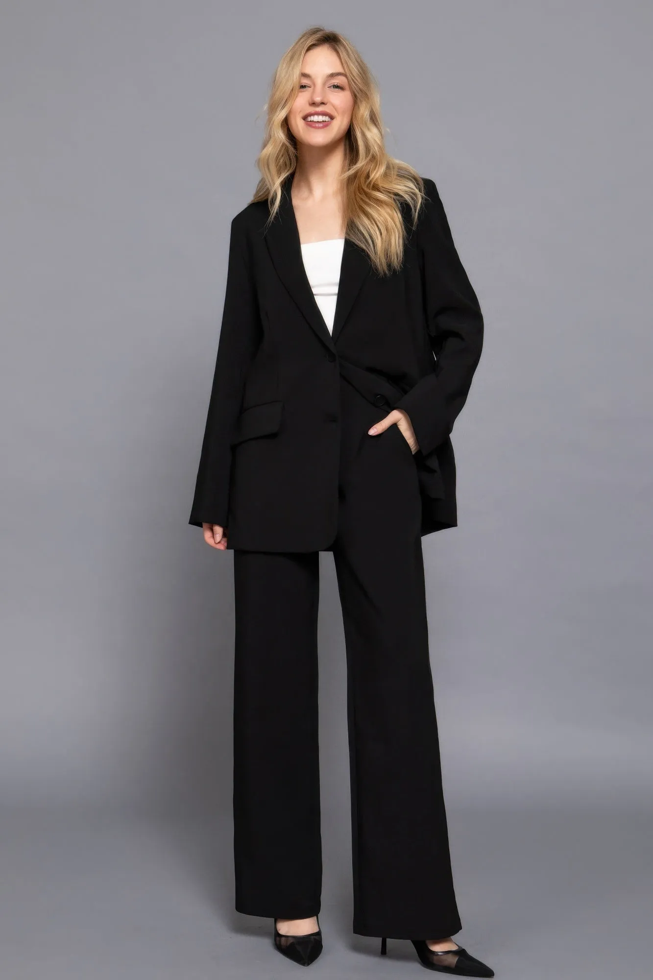 High Waist Straight Leg Dress Pants