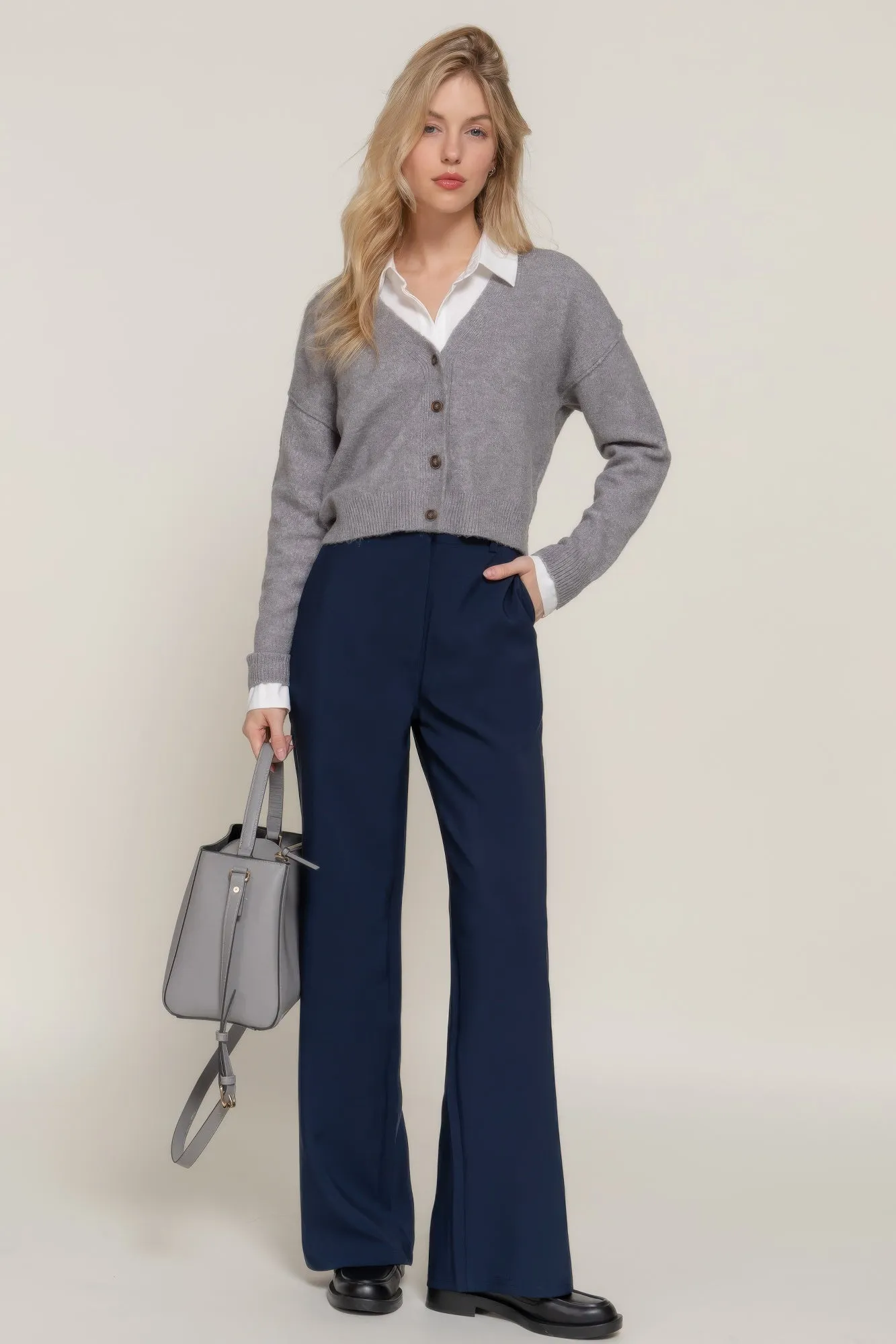 High Waist Straight Leg Dress Pants