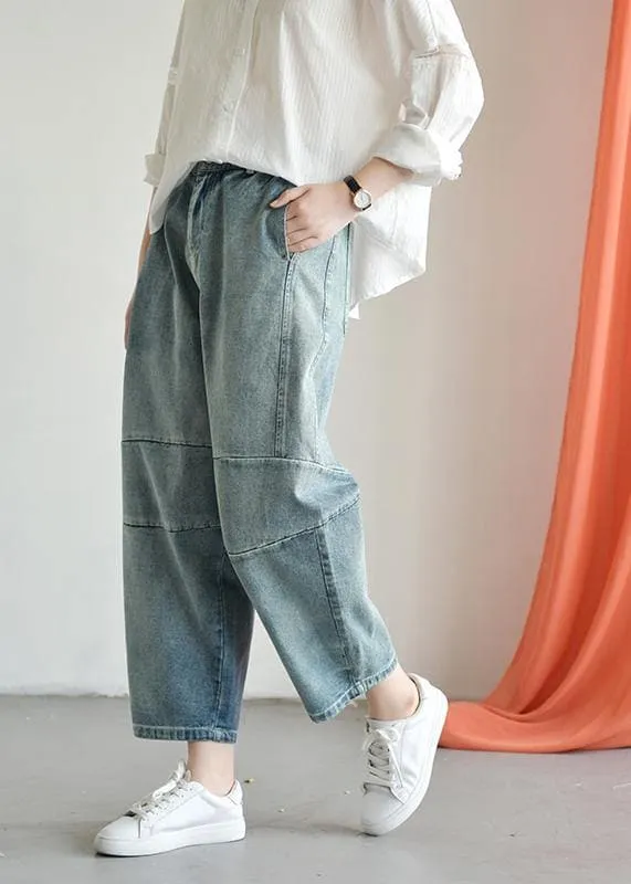 Loose casual old worn white irregular stitching wild wide leg jeans autumn new