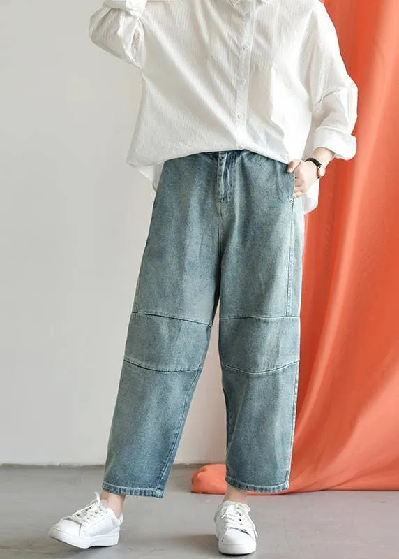 Loose casual old worn white irregular stitching wild wide leg jeans autumn new