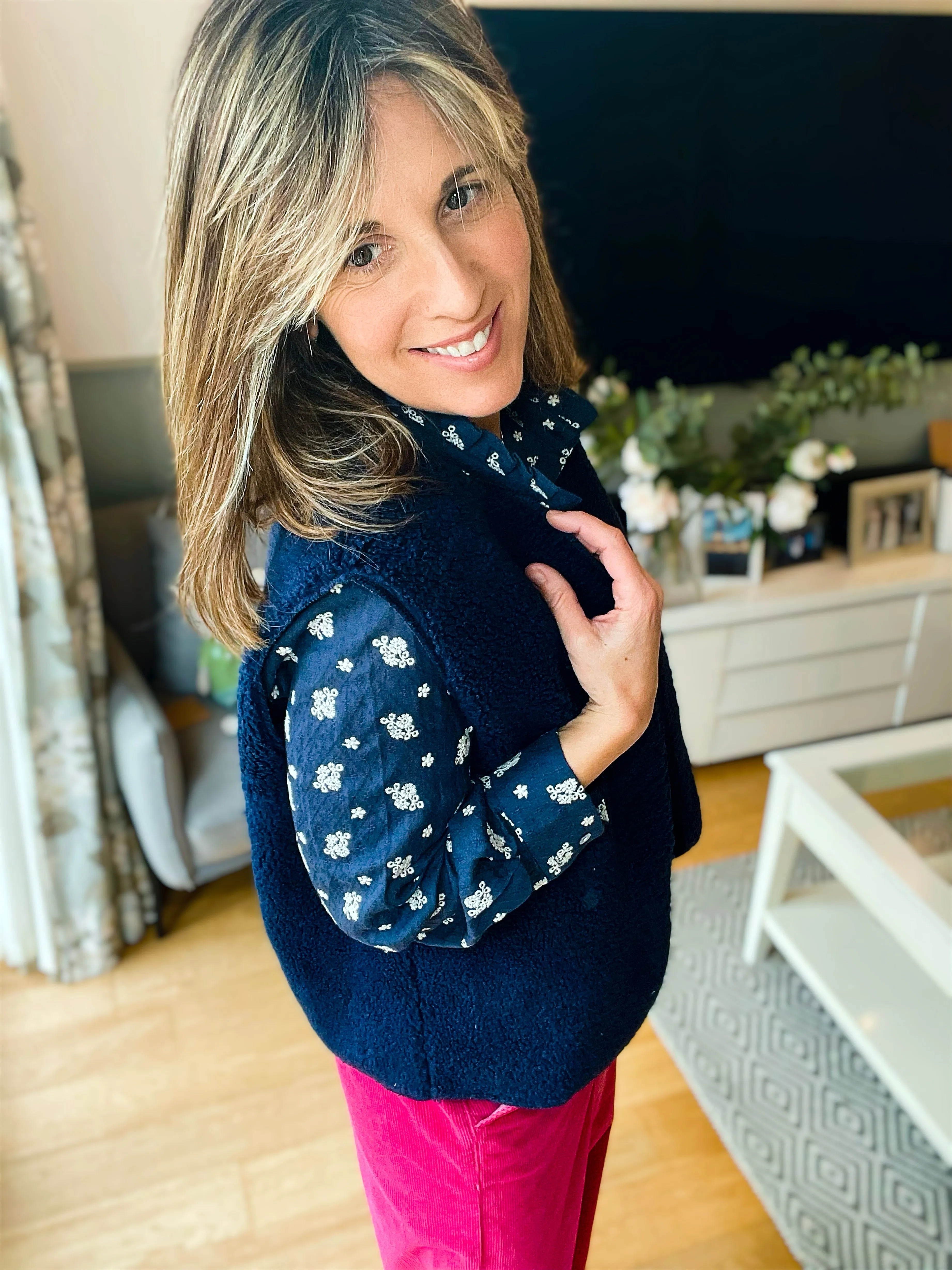 Navy Sheepskin Gilet