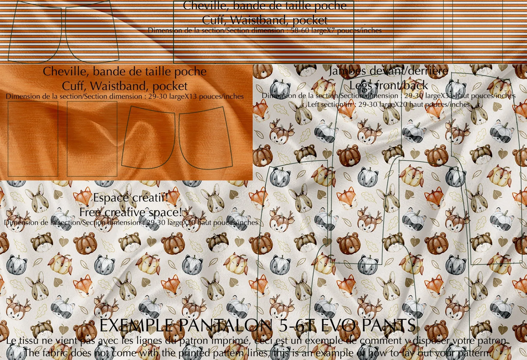 Panneau Multifonction pour Vêtements - Animaux de la forêt citrouille