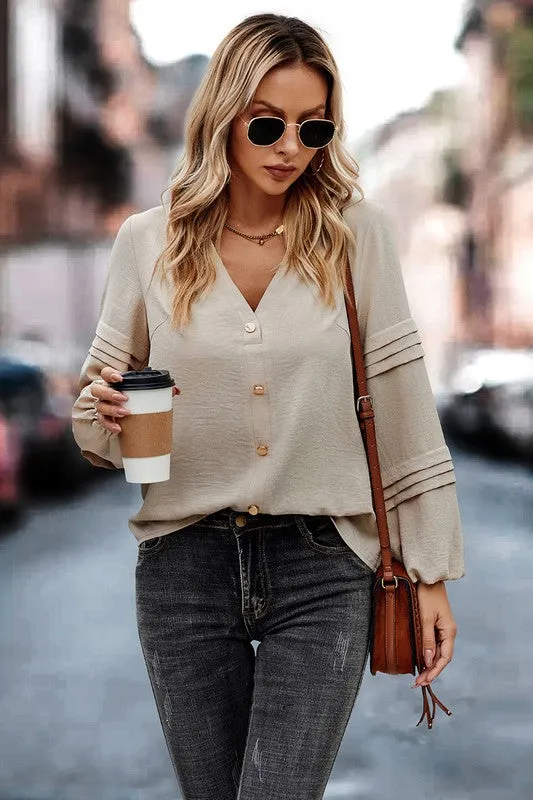 Pleats On Sleeves Blouse