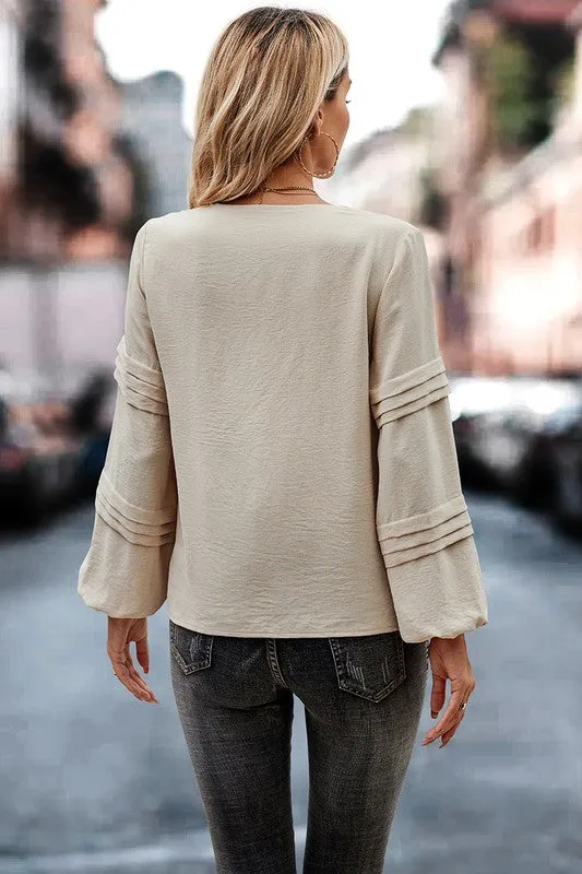 Pleats On Sleeves Blouse