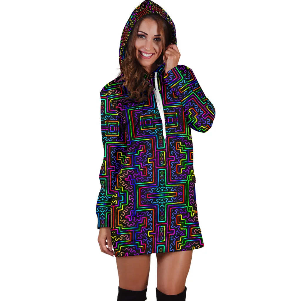 Prismatic Overlay Women's Hoodie Dress