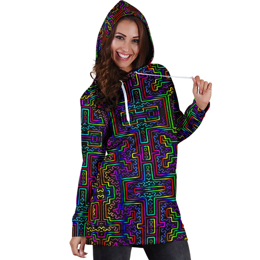 Prismatic Overlay Women's Hoodie Dress