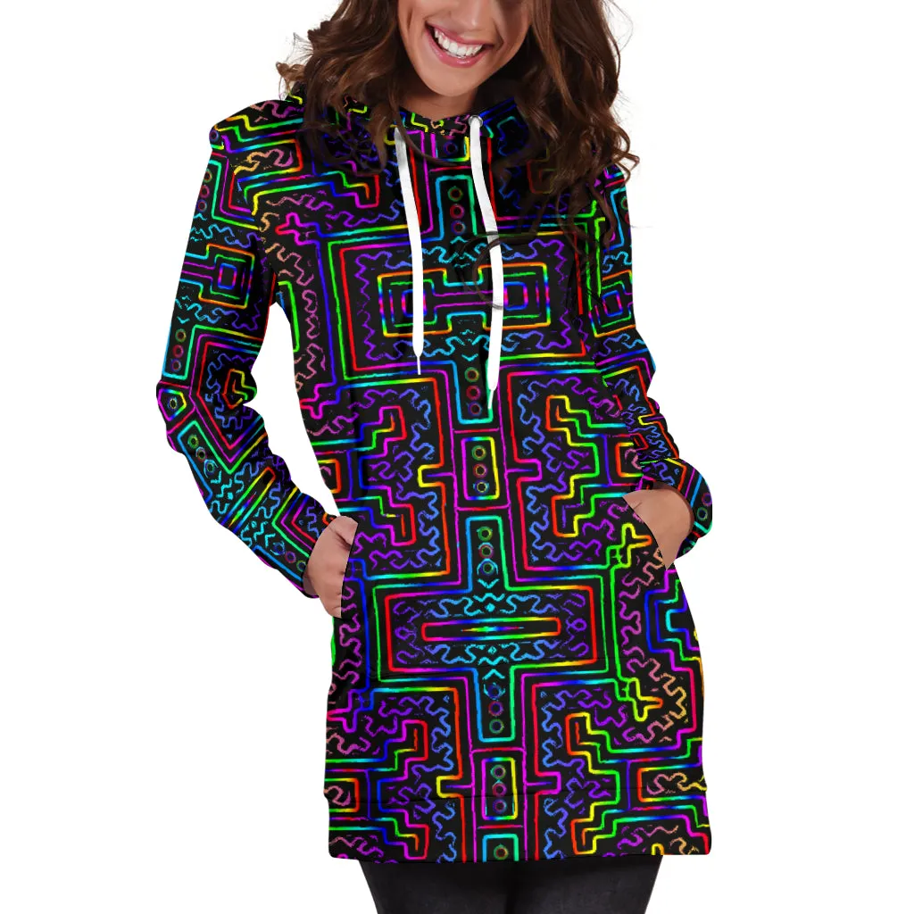Prismatic Overlay Women's Hoodie Dress