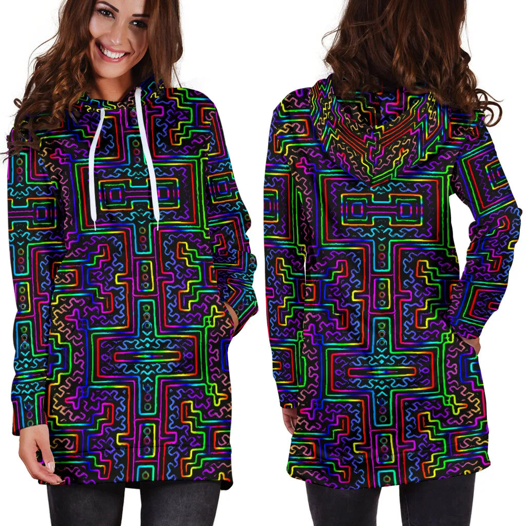 Prismatic Overlay Women's Hoodie Dress