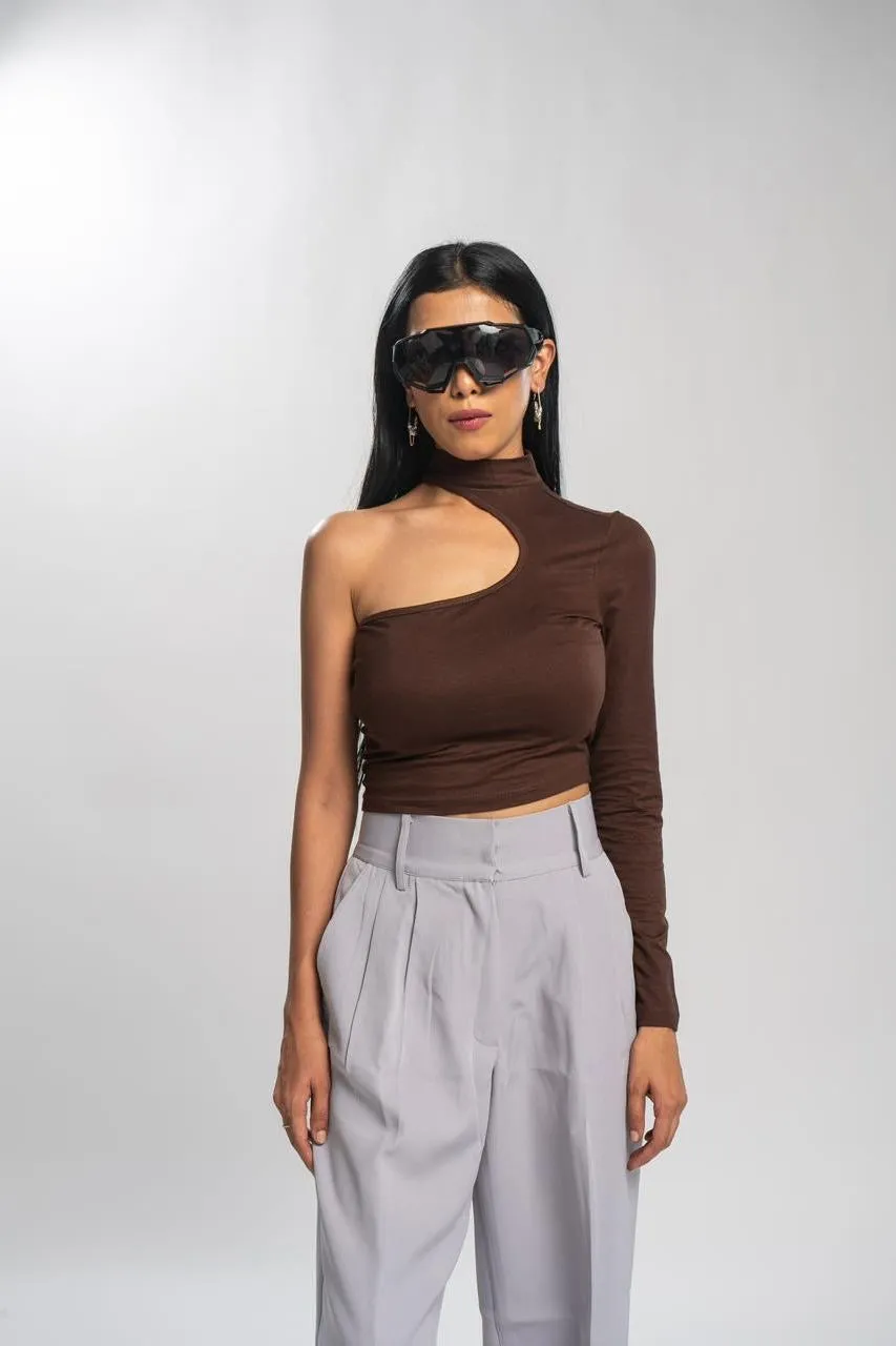 Side Cutout Brown Top