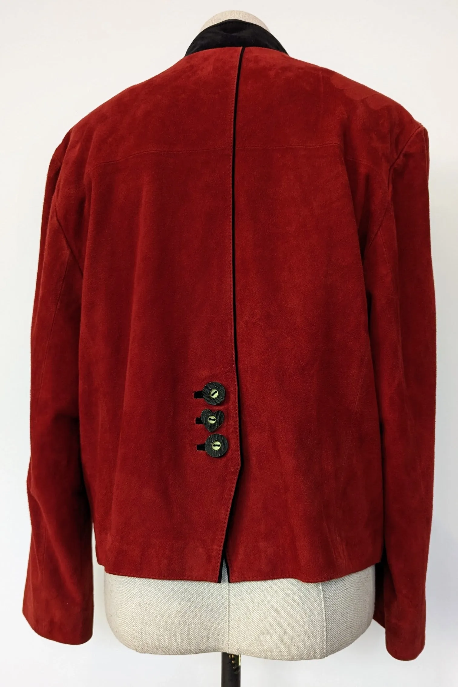 Soft Red Suede Jacket with Feature Buttons