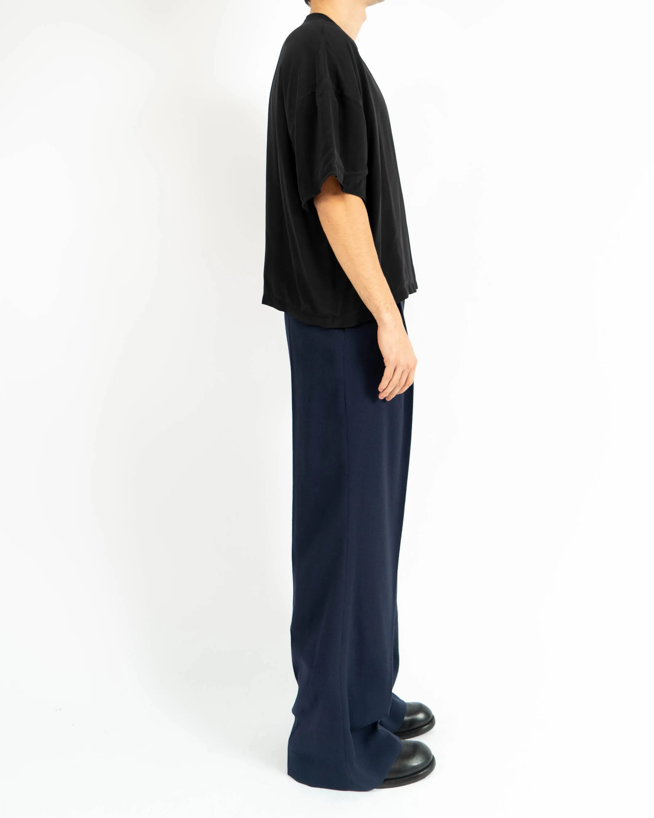 SS18 Black Boxy Silk T-Shirt