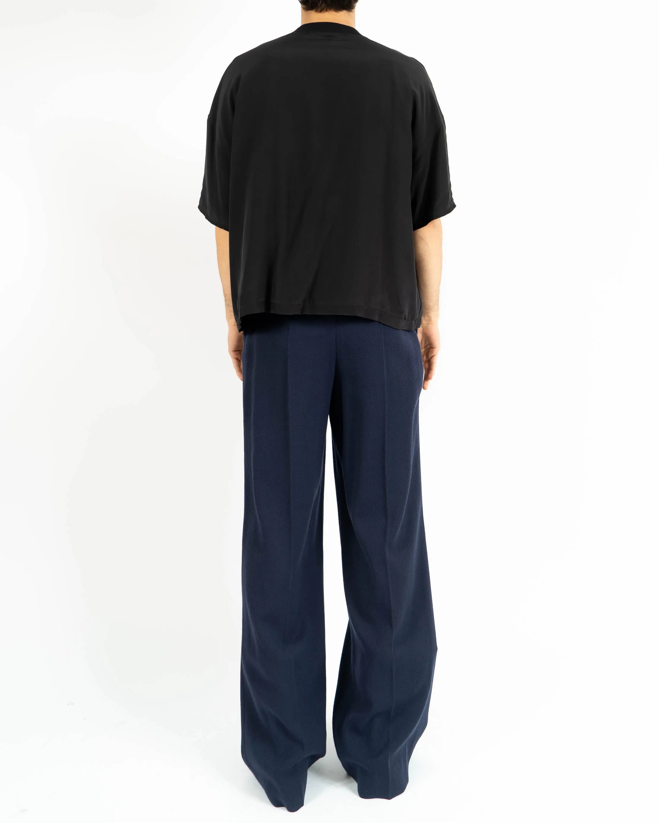 SS18 Black Boxy Silk T-Shirt