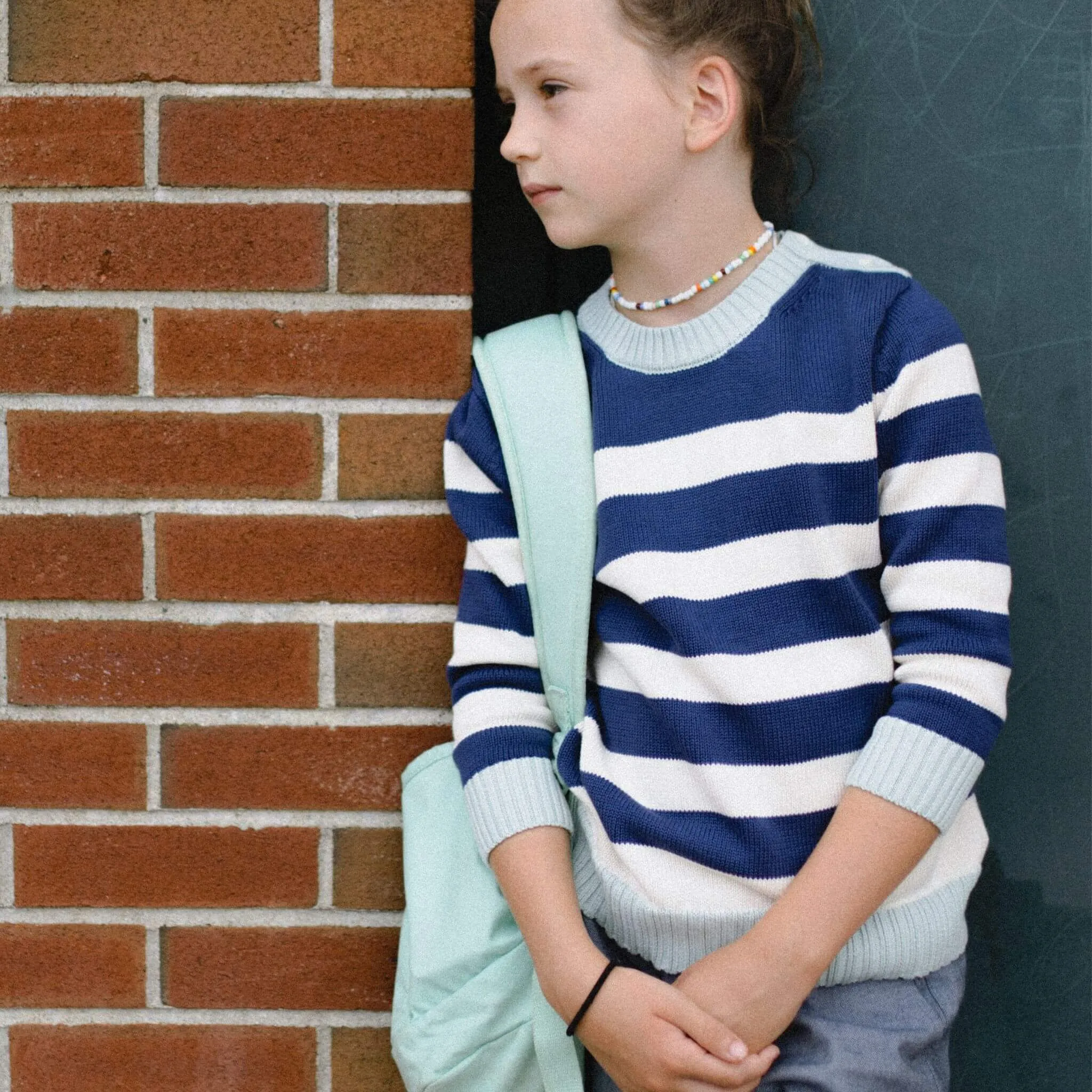 Striped Sweater & Soft Denim Pants (Gray) Bundle