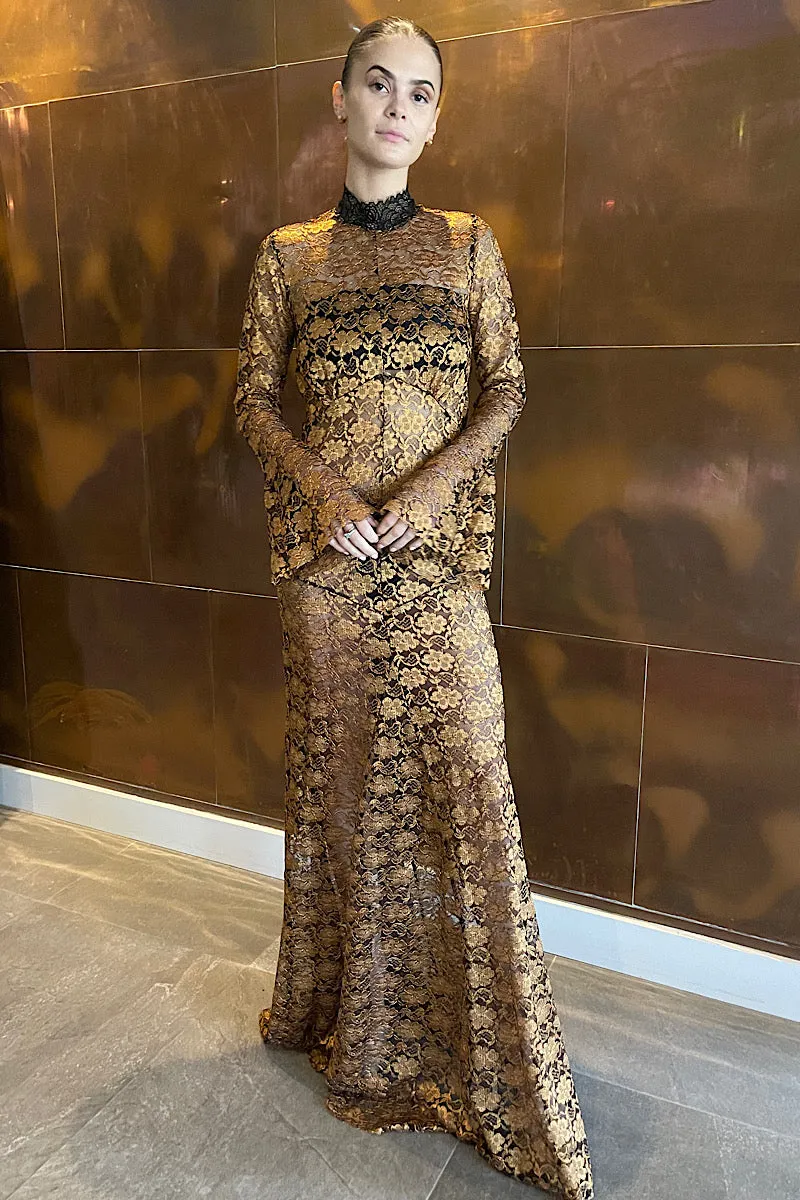 The SOÖCHI Lace Dress Gold
