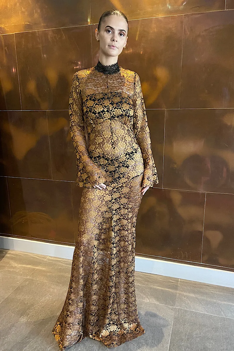 The SOÖCHI Lace Dress Gold