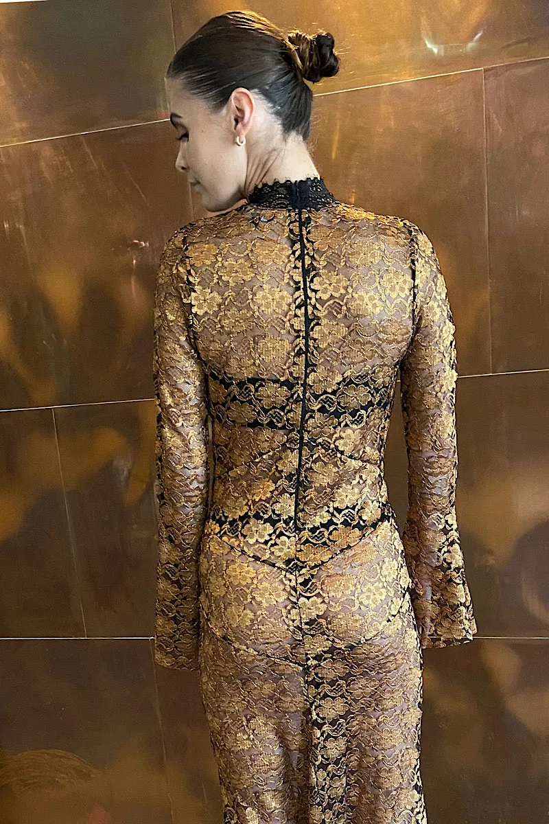 The SOÖCHI Lace Dress Gold
