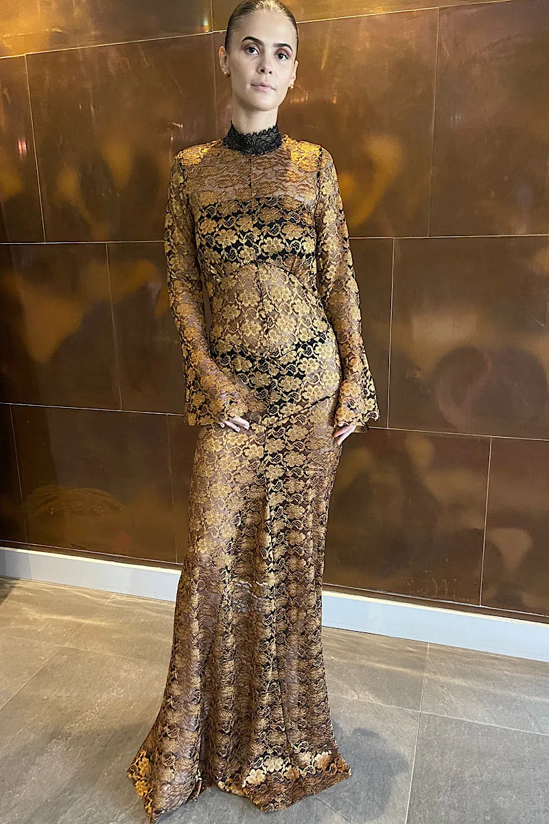 The SOÖCHI Lace Dress Gold