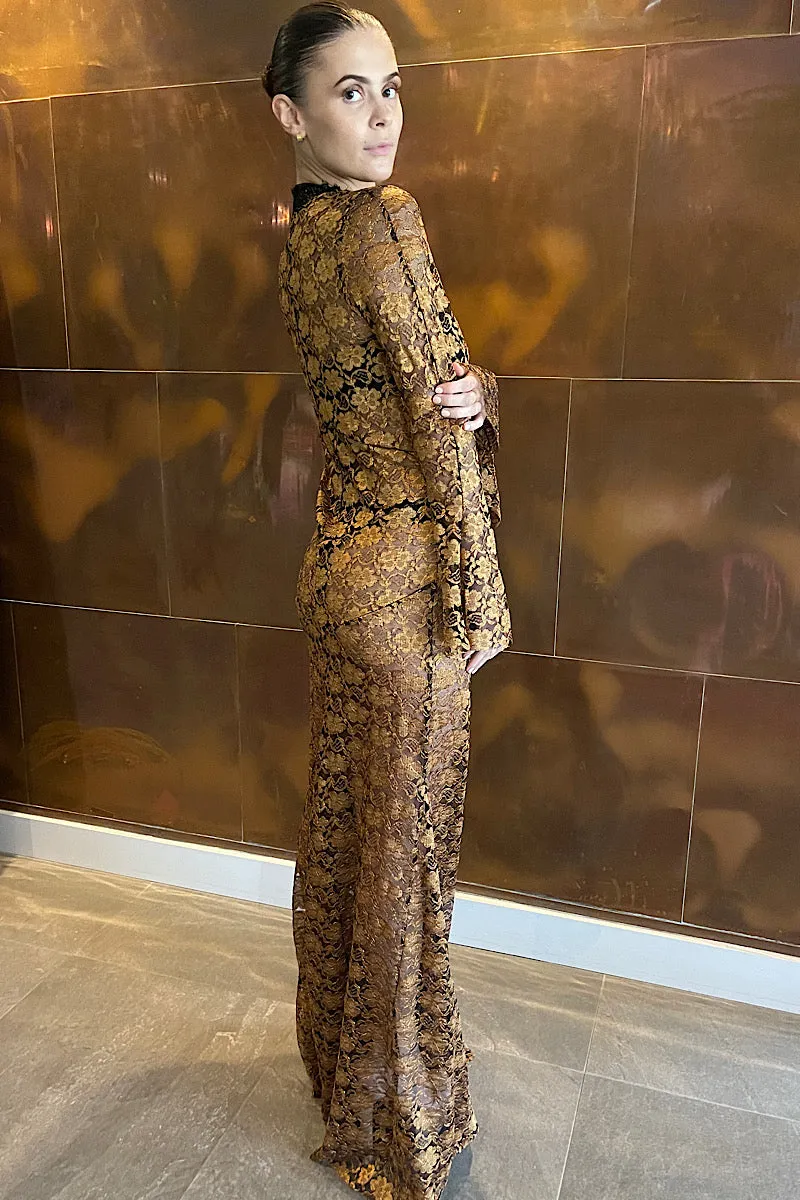 The SOÖCHI Lace Dress Gold