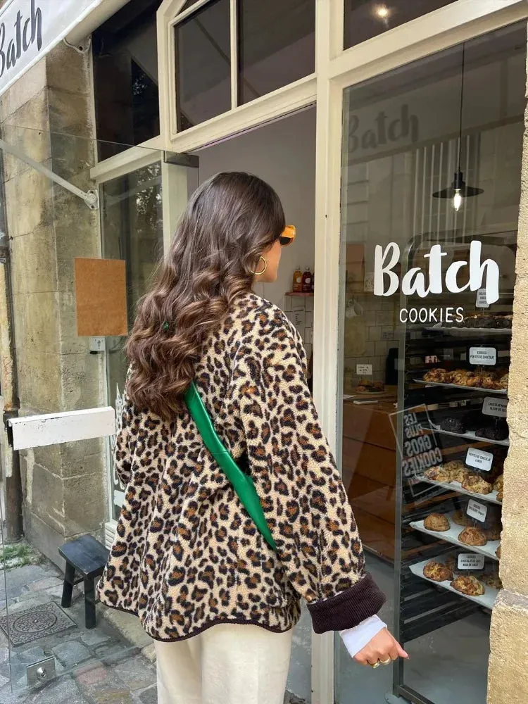 Warm Chic Leopard Print Single Breasted Jacket