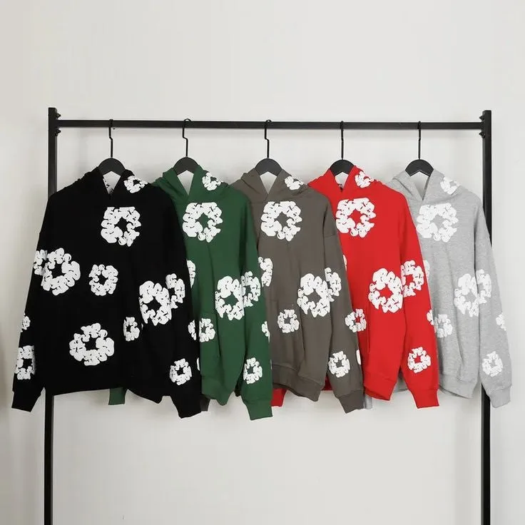 Y2K Streetwear Floral Printed Oversized Hip Hop Fashion Casual Pullover Hoodie For Men's