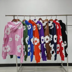 Y2K Streetwear Floral Printed Oversized Hip Hop Fashion Casual Pullover Hoodie For Men's